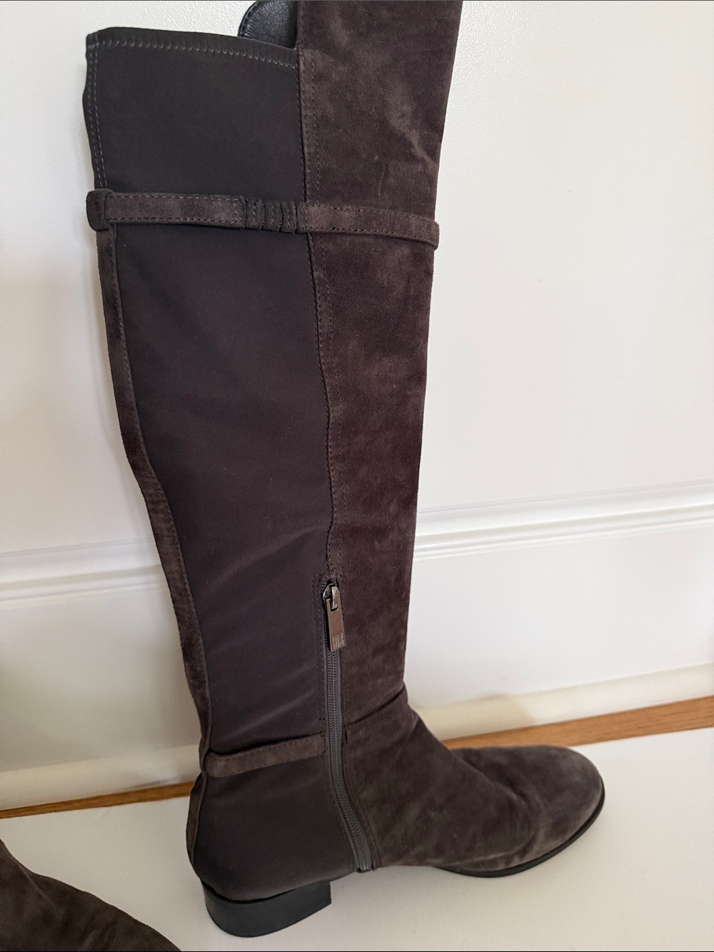 IVANKA TRUMP Women’s Tall Suede Knee-High Boots in Dark Brown/Grey - Picture 3 of 3